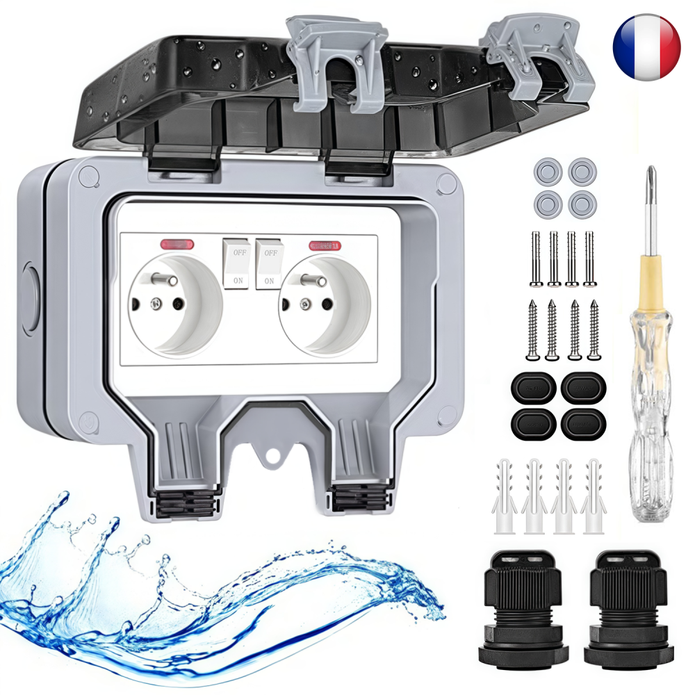 Outdoor Power Outlet Waterproof - EIOMR France IP66 Weatherproof Outdoor Socket,