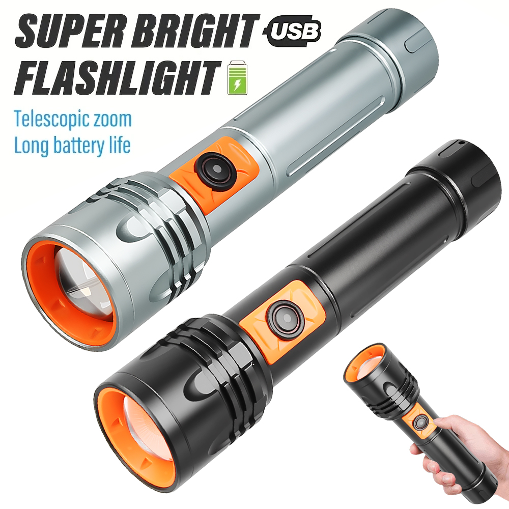 High Power LED Flashlight USB  - Outdoor Power For Camping recension och pris