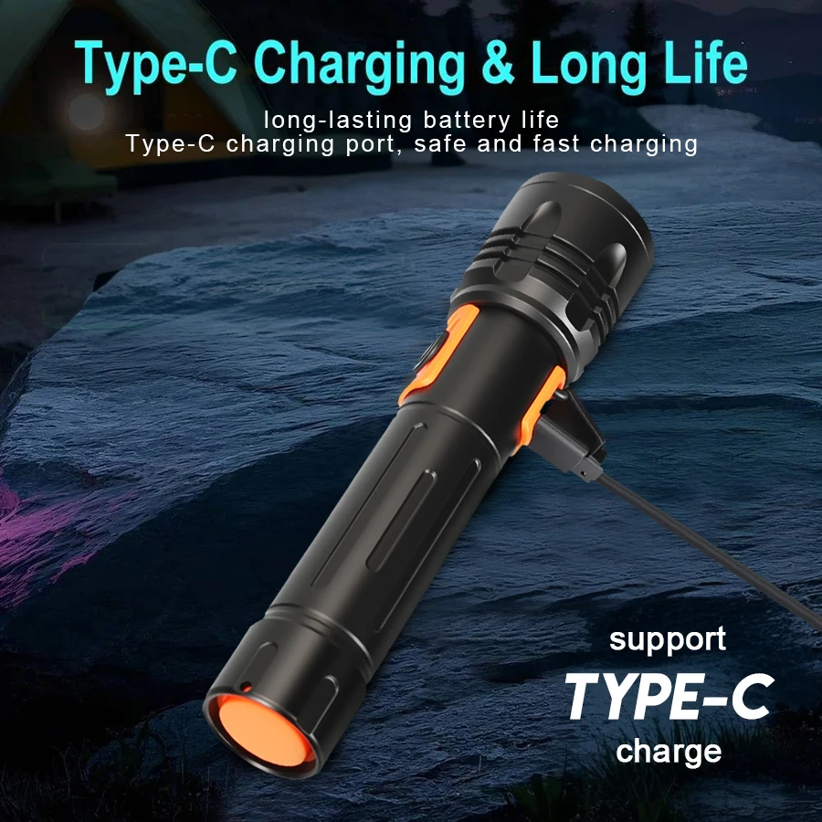 High Power LED Flashlight USB  - Outdoor Power For Camping recension och pris