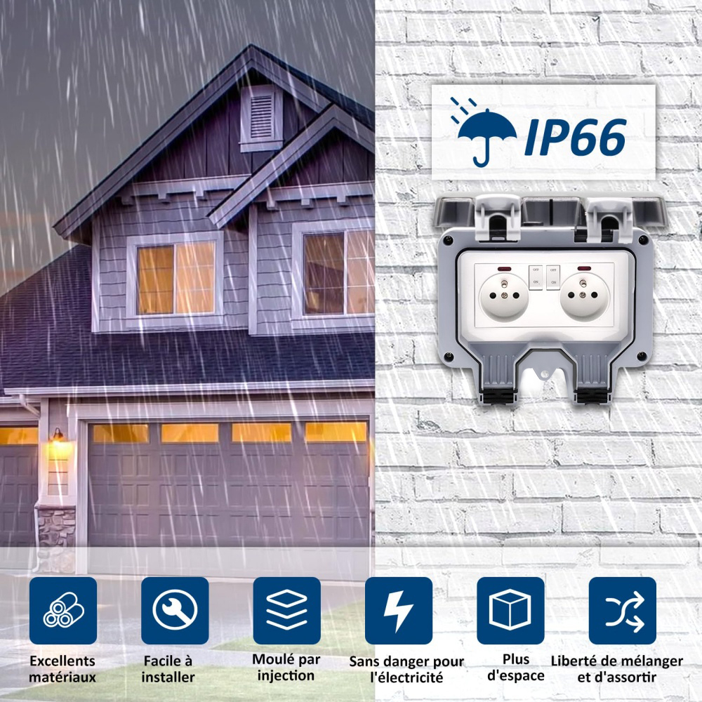 EIOMR France IP66 Weatherproof - Outdoor Power Outlet Waterproof recension och pris
