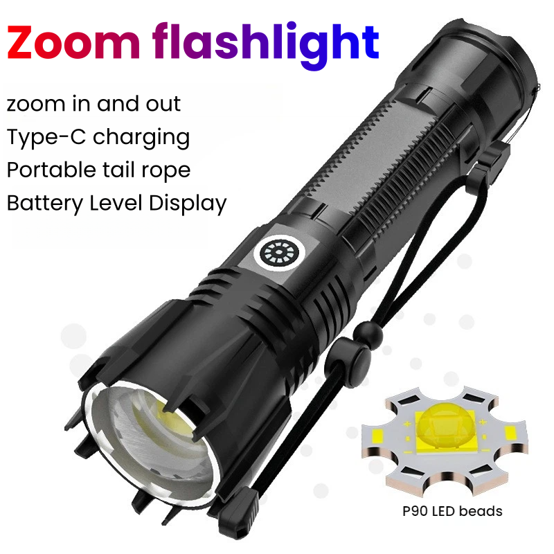 High-power P90 LED Flashlight  - Outdoor Power For Camping recension och pris