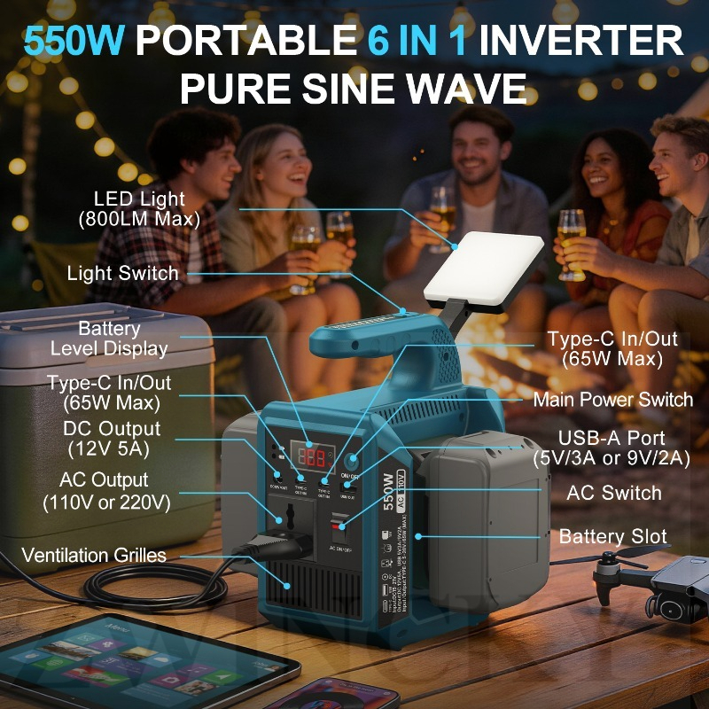 550w Portable Power SUPPLY INV - Ac Outdoor Power recension och pris