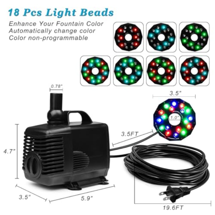 45W 792 GPH LED Pond Pump with - Water Pump Submersible recension och pris