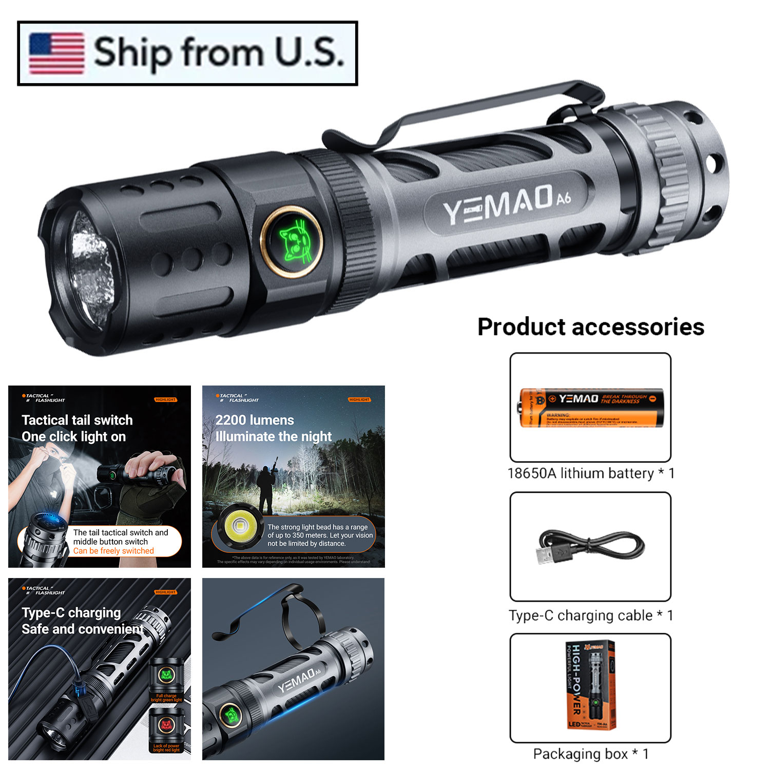 2200Lm Powerful LED Flashlight - Outdoor Power Group recension och pris