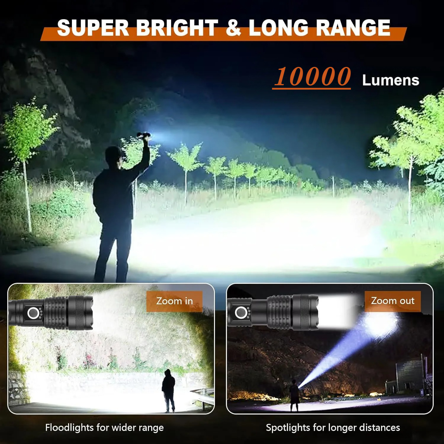 High Power LED Flashlight Rech - Outdoor Power For Camping recension och pris