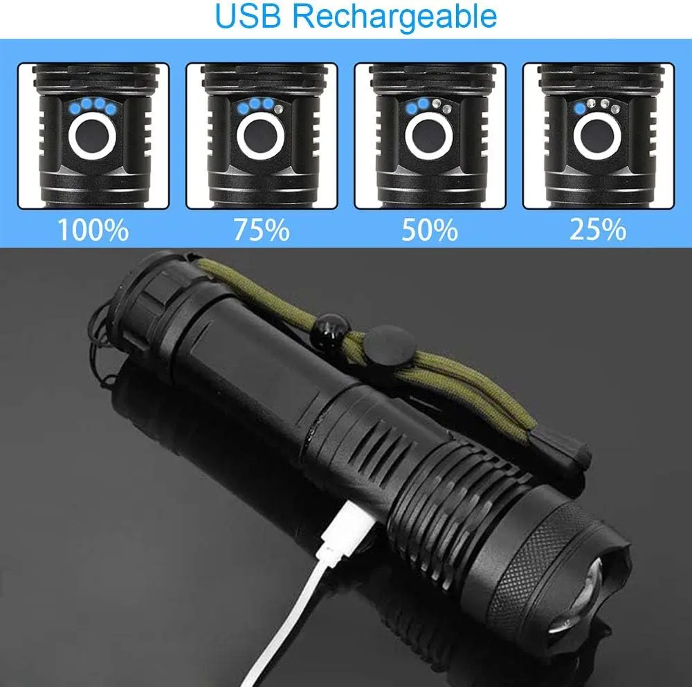 High Power LED Flashlight Rech - Outdoor Power For Camping recension och pris
